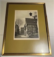 Vintage Print Signed in Frame with Glass 15 x 12