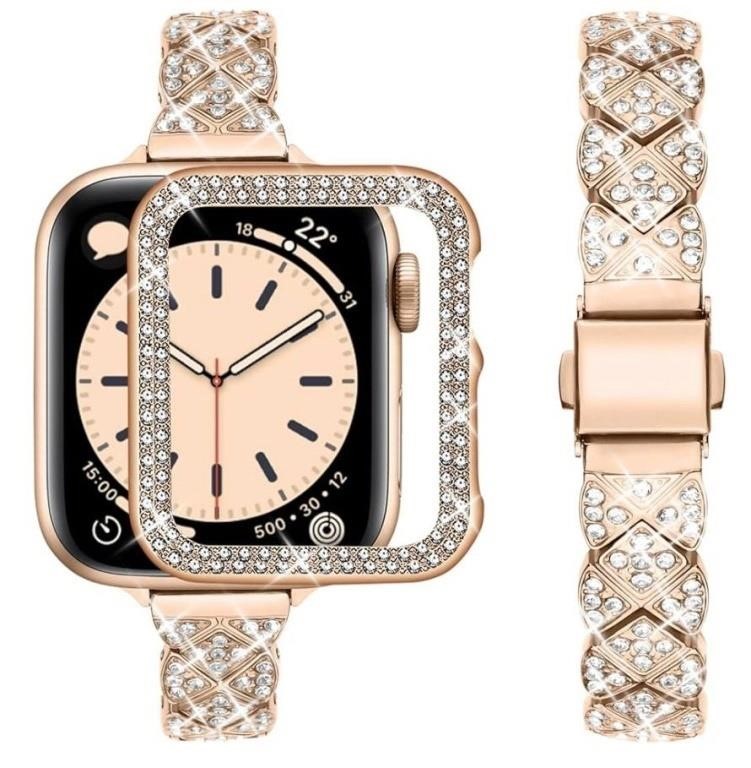 WUTWUK Rose Gold Bling Apple Watch Band