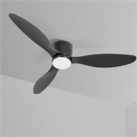 Modern Flush Mount Ceiling Fan with Light and Remo