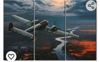 Fighter Airplane Canvas Wall Art - 3 Panels