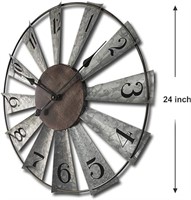 24inch Windmill Distressed Metal Wall Clocks Rusti
