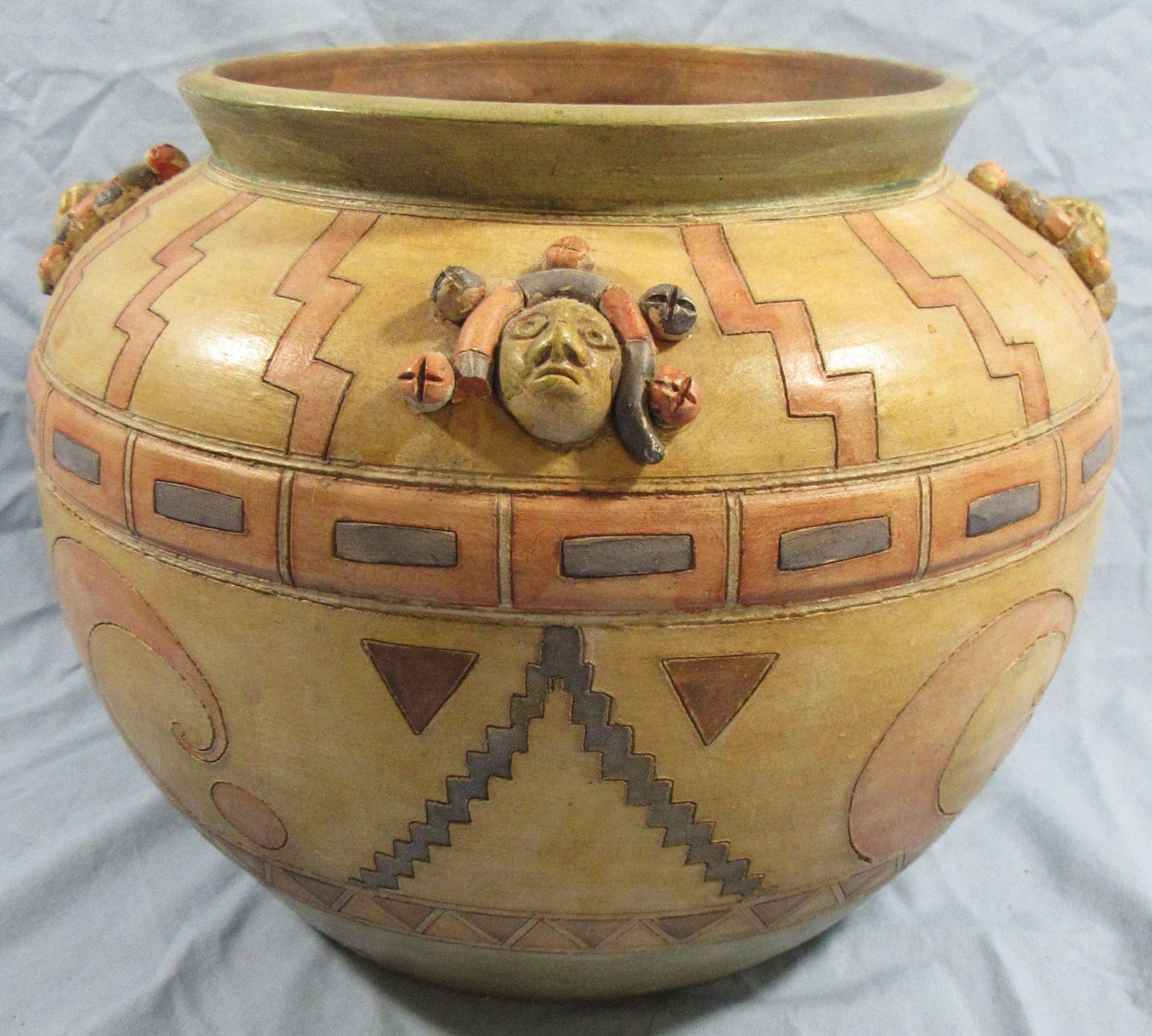 NATIVE AMERICAN STYLE BRASSCASTERS CLAY POT