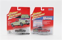 (2) Johnny Lightning Ford Mustang Die Cast Cars