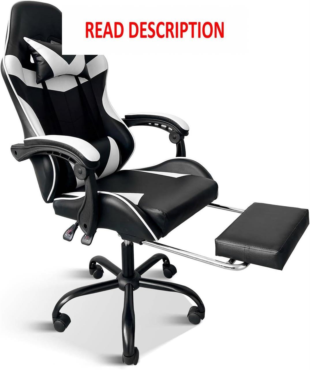 YSSOA Gaming Chair  Big & Tall  Black/White