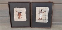 2 Egyptian on Papyrus art works framed