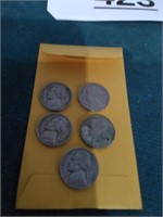 (5) Jefferson Nickels 40\'s/50\'s