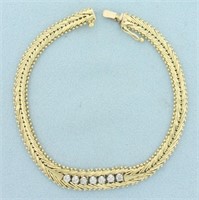 Diamond Designer Link Bracelet in 14k Yellow Gold