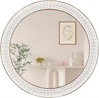 26 inch Round Mirrors for Wall, Wood Circle Mirror