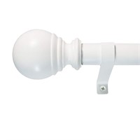36 in. - 72 in. Single Curtain Rod in White with B