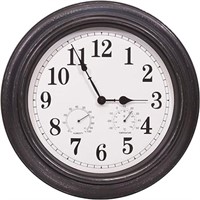 ULN - Outdoor Patio Wall Clock with Thermometer an