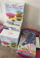 Brand new kitchen items still in boxes