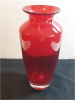 Hand Blown Red Flashed Vase Flared Rim High