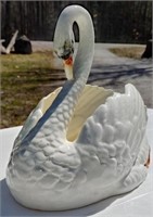 Beautiful Large Porcelain Swan Made In Check Rep.