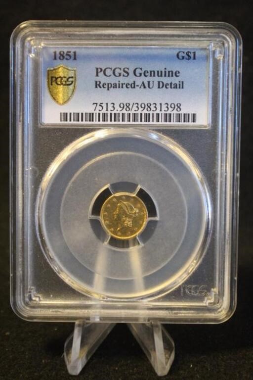 1851 Certified $1 Pre-33 Gold Liberty Coin