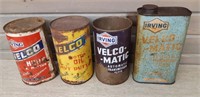 Lot of 4 Vintage Irving Oil Cans - as pictured