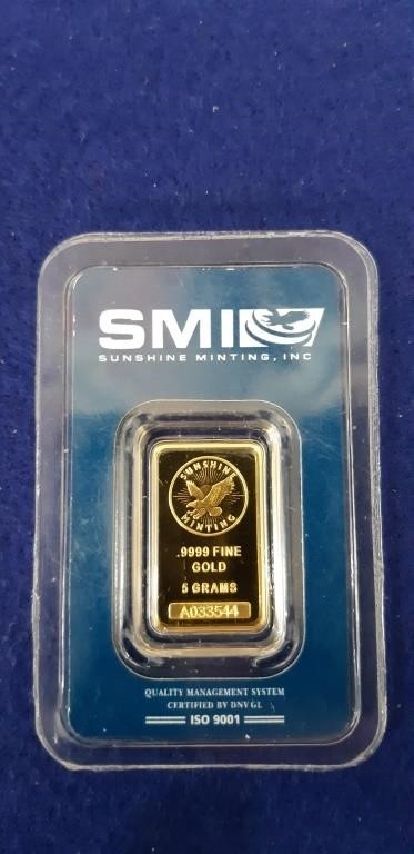 5 Gram PURE GOLD .9999 Bar - NO TAX