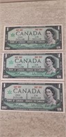 3 1967 Centennial Bank Notes VG Condition