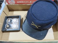 2 AUTHENTIC CIVIL WAR BULLETS & REENACTMENT HAT