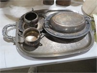 VINTAGE SILVERPLATE TRAY & OTHER SPLATE  ITEMS
