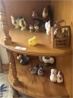 2 Shelves of Rooster Figurines