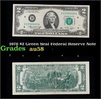 1976 $2 Green Seal Federal Reserve Note Grades Cho