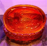 L E SMITH Amberina Flame Glass HON GLOWS