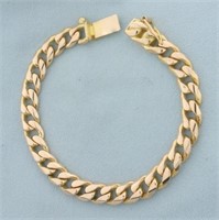 Mens heavy Cuban Curb Link Bracelet in 14k Yellow