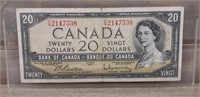 1954 Circulated Twenty dollar bill PRE F/W