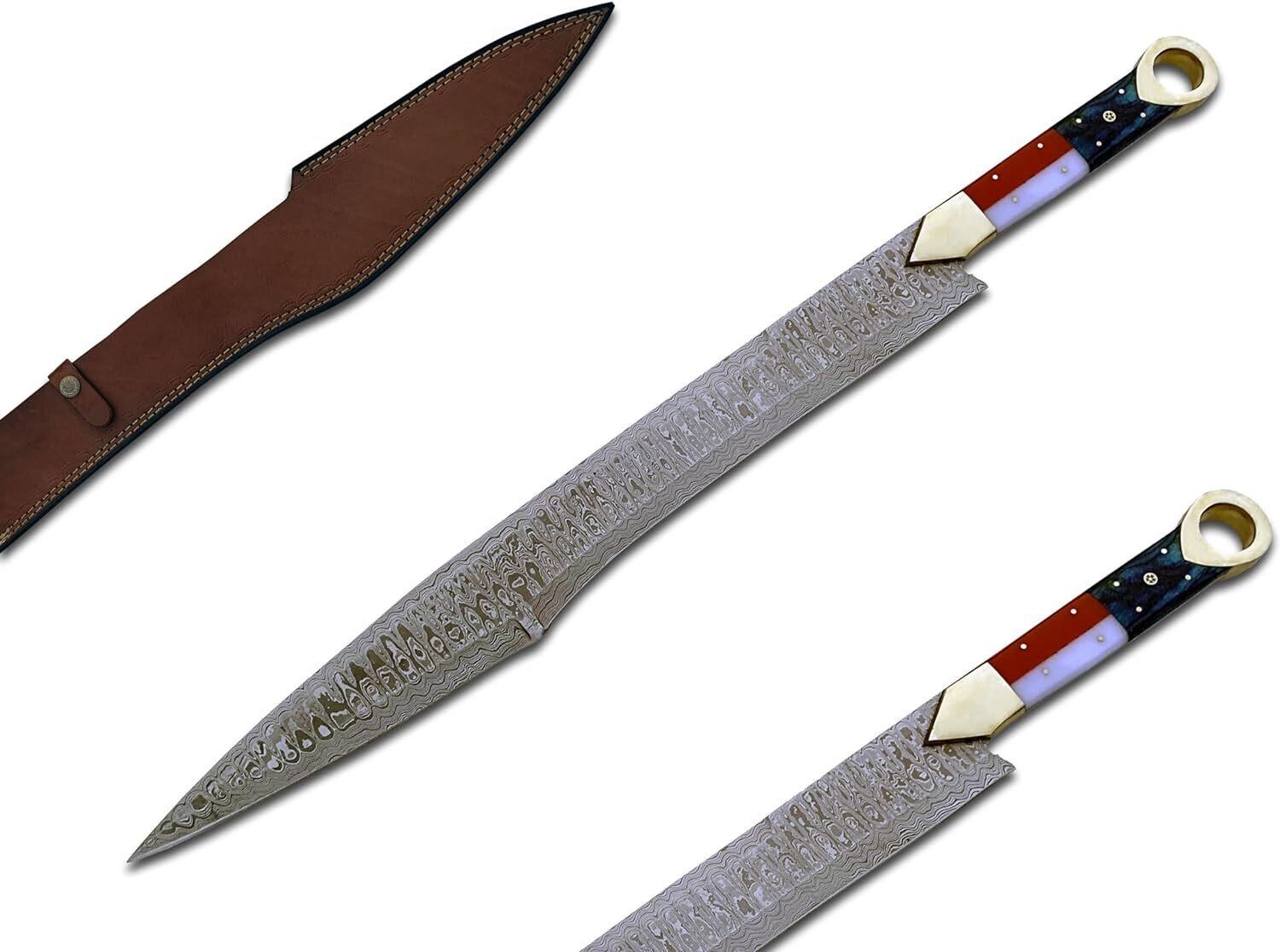 Damascus Steel Sword  28in - Full Tang Handle