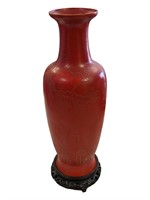 Red  Chinese Carved Cinnabar Vase