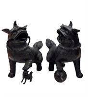 Tony Duquette (1914-1999) Chinese Bronze Foo Dogs