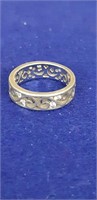 Sterling silver celtic ring clear stones size 8