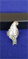 Sterling silver parrot ring with multi color