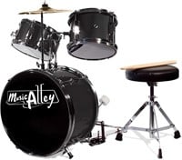 Music Alley 3 Piece Kids Drum Set with Throne,...
