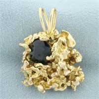 Sapphire Nugget Pendant in 14k Yellow Gold