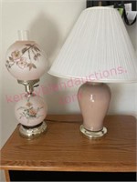 2 Table lamps (1 hand painted)