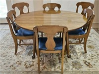 Vintage Wooden Dining Table with Six Chairs