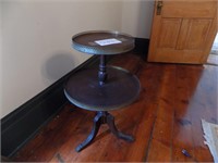 TWO-TIERED ROUND WOOD TABLE