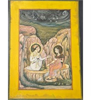 Indian Mughal School Miniature Painting Of A King