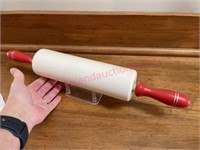 England Red-White rolling pin (wood handles)