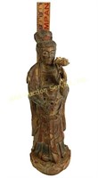 Carved gilt wood Chinese statue of Guanyin