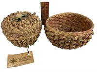 (2) Native American Mohawk baskets, one with