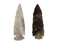 (2) large arrowheads 5 inches & 5.25 inches long
