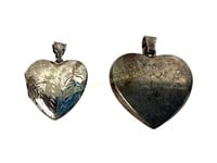 (2) sterling heart pendants, the smaller a locket