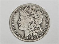 1881 Carson City Silver Morgan Dollar Coin