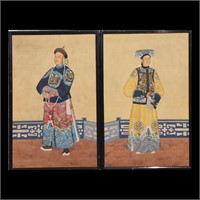 A Very Fine Pair Of Ancestral Chinese Watercolors