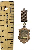 Victorian gold filled fob pendant locket peacock