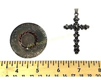 Mexican sterling cross pendant, sombrero pin 19