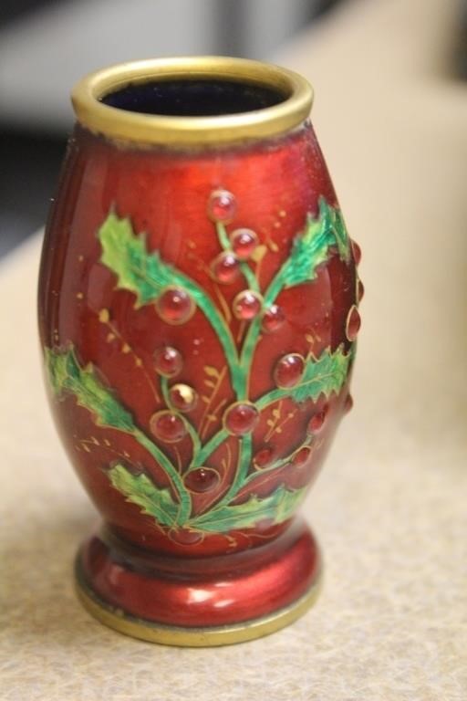 Small Enamel on Copper Vase
