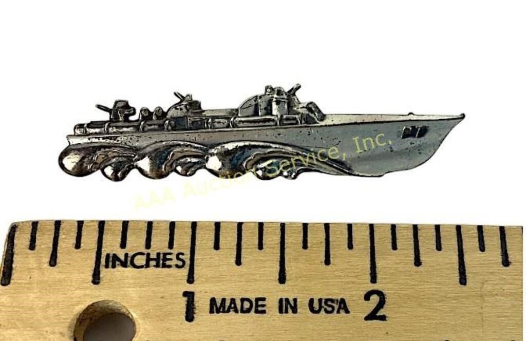 Sterling WWII PT Boat pin 11 grams